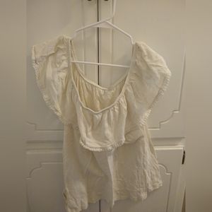 White / cream off the shoulder ruffle top